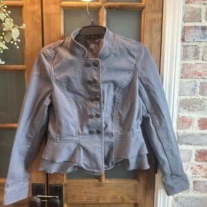 LOFT Ann Taylor Womens Gray Peplum Military Style Jacket Size 6